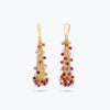 Elongated cone handknitted wire mesh earrings accented with vibrant red, pink, and gold premium crystals.