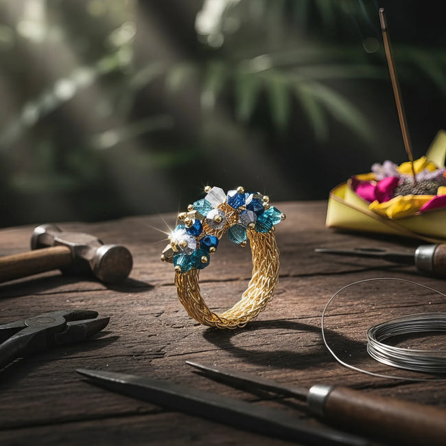 Each pieces of romeo delauris jewelry are crafted entirely by hand using a rare Fingerknit™ Technique — where fine metal threads become light, shaped without tools, and never repeated.