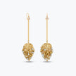 Elegant gold drop earrings with handknitted wire pods and individually hanging crystals in soft champagne gold tones.
