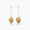 Elegant gold drop earrings with handknitted wire pods and individually hanging crystals in soft champagne gold tones.